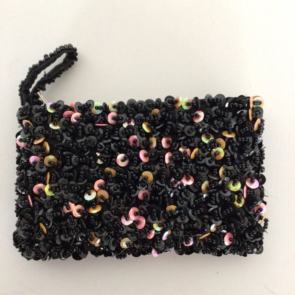 PIER 1 SEQUIN BEADED CARD CASE COIN POUCH